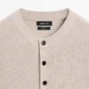 Cotton Knit Henley Neck Sweater