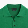 Cotton Knit Polo Collar Sweater
