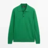 Cotton Knit Polo Collar Sweater