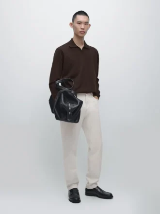 Cotton Knit Polo Sweater