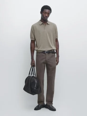 Cotton Knit Polo Sweater