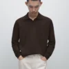 Cotton Knit Polo Sweater