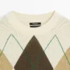 Cotton Knit Sweater with Argyle Detail