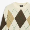 Cotton Knit Sweater with Argyle Detail