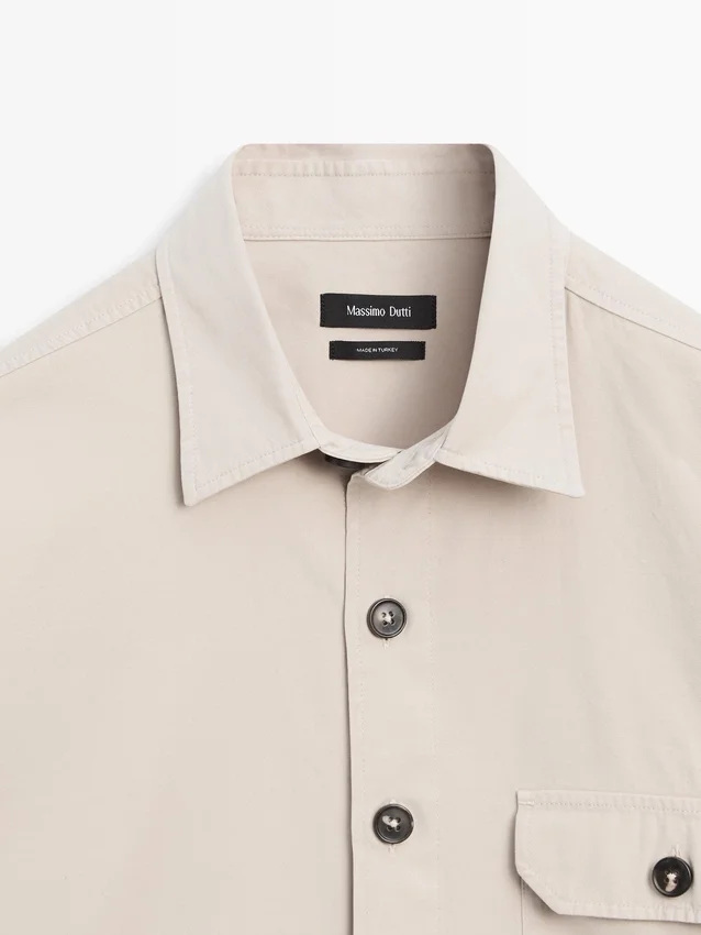 Cotton Overshirt with Pocket Details Cotton Overshirt with Pocket Details