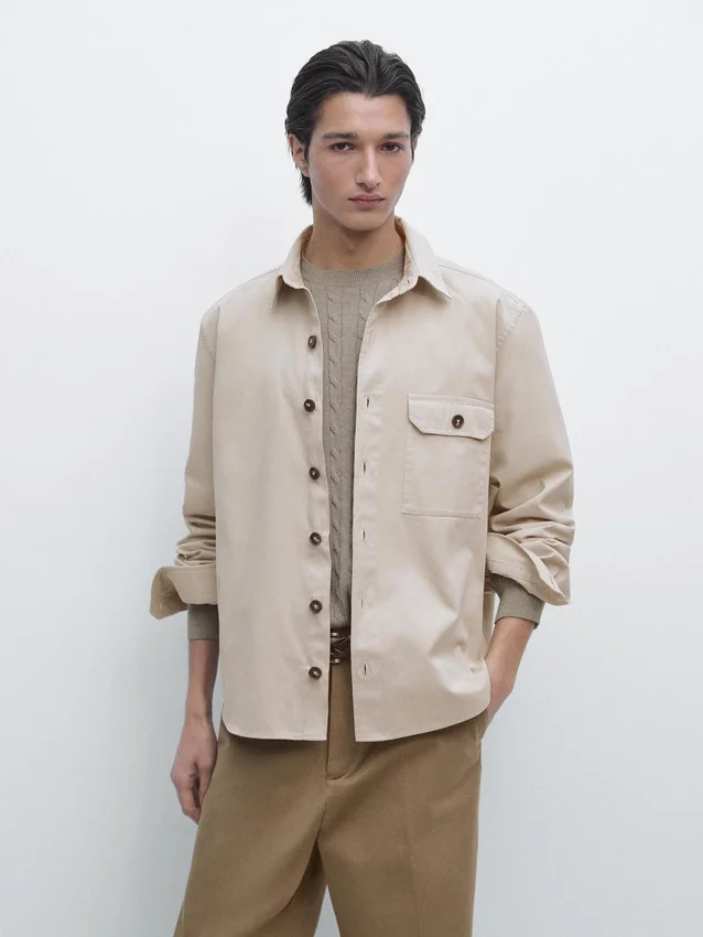 Cotton Overshirt with Pocket Details Cotton Overshirt with Pocket Details