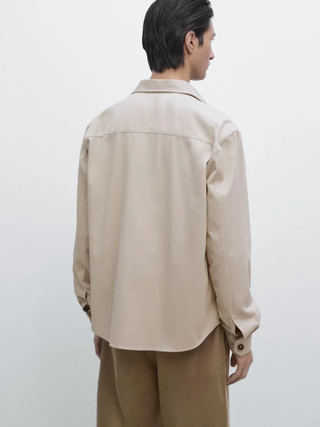 Cotton Overshirt with Pocket Details Cotton Overshirt with Pocket Details