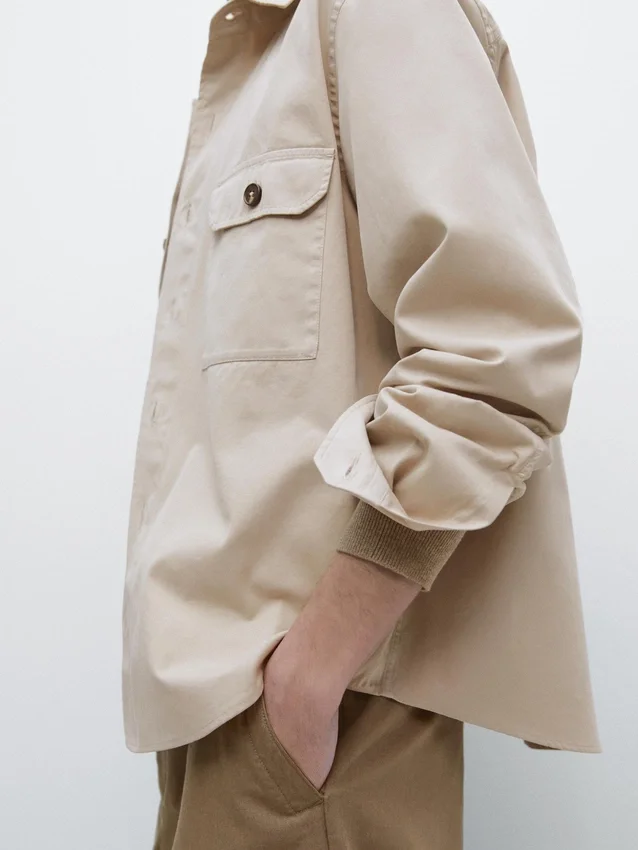 Cotton Overshirt with Pocket Details Cotton Overshirt with Pocket Details