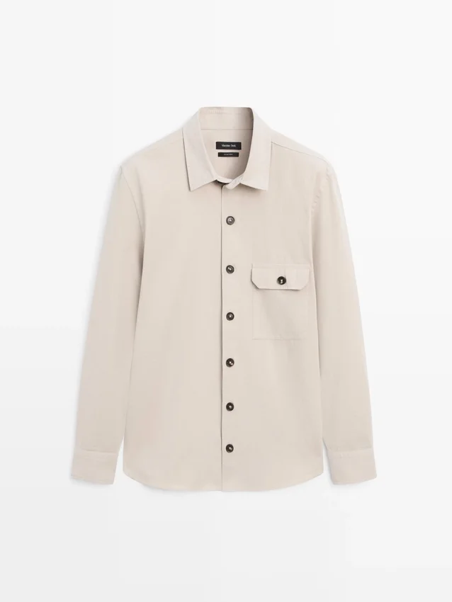 Cotton Overshirt with Pocket Details Cotton Overshirt with Pocket Details