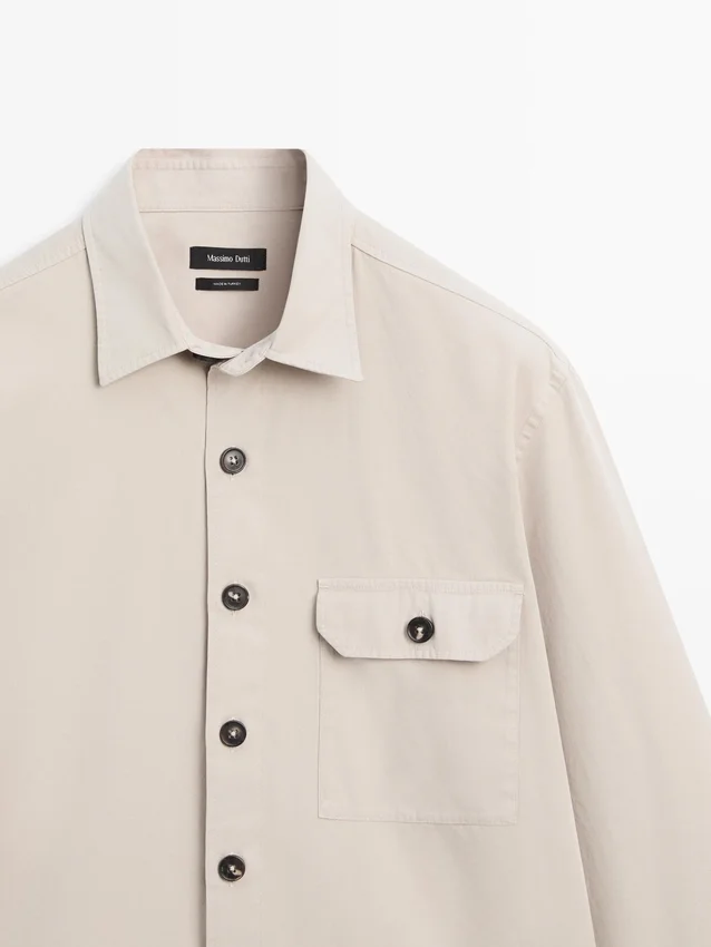 Cotton Overshirt with Pocket Details Cotton Overshirt with Pocket Details