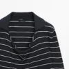 Cotton Striped Knit Polo Sweater