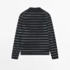 Cotton Striped Knit Polo Sweater