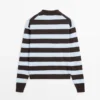 Cotton Striped Knit Polo Sweater