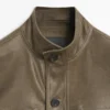 Distressed-Effect Goatskin Leather Jacket