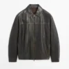 Distressed Effect Leather Jacket