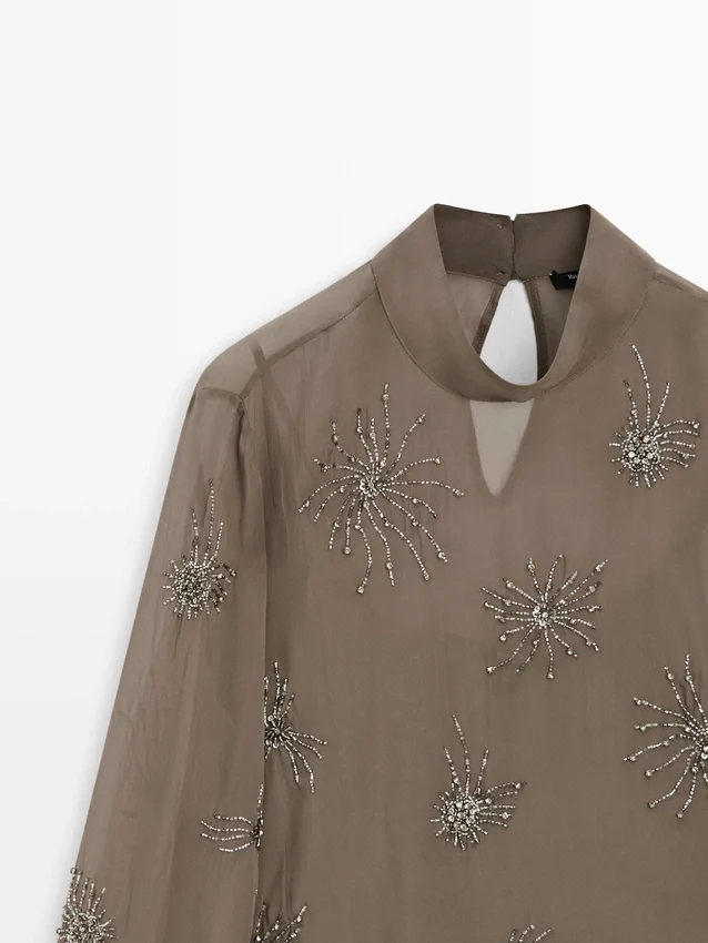 Embroidered Semi-Sheer Blouse Embroidered Semi-Sheer Blouse