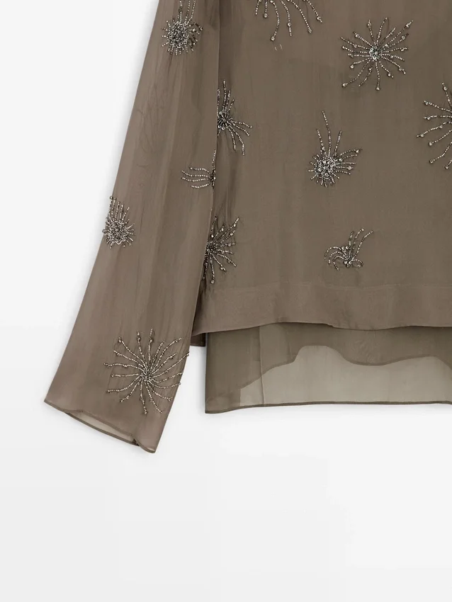 Embroidered Semi-Sheer Blouse Embroidered Semi-Sheer Blouse