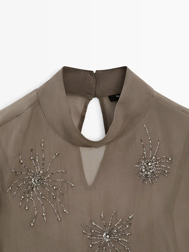 Embroidered Semi-Sheer Blouse Embroidered Semi-Sheer Blouse
