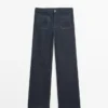 Flare Fit High-Waist Jeans with Pockets