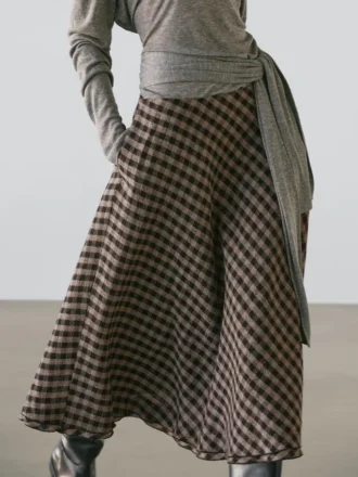 Flared with Check Detailing