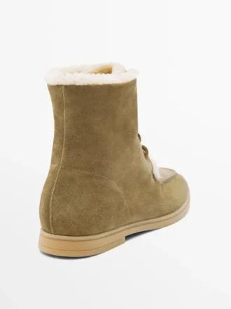 Flat Split Leather Ankle Boots with Lining Flat Split Leather Ankle Boots with Lining