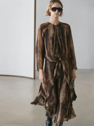 Flowing Animal Print Dress