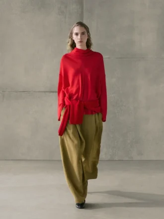 Flowing Blouse with Draped Collar