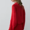 Flowing Blouse with Draped Collar