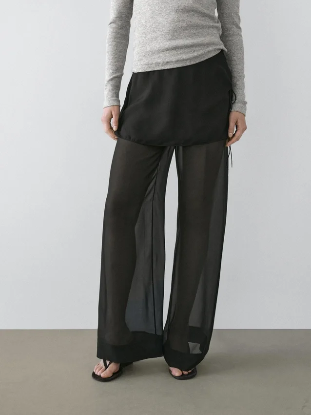 Flowing Contrast Silk Pants Flowing Contrast Silk Pants