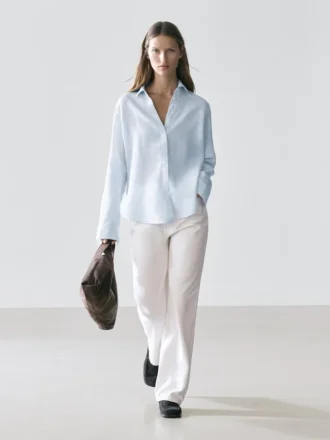 Flowing Pinstriped 100% Linen Shirt