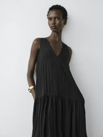 Flowing Pleated Midi Dress