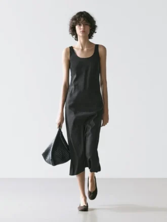 Flowing Round Neck Midi Dress