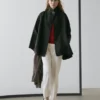 Flowing Voluminous Cape with Button Details Flowing Voluminous Cape with Button Details