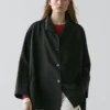 Flowing Voluminous Cape with Button Details Flowing Voluminous Cape with Button Details