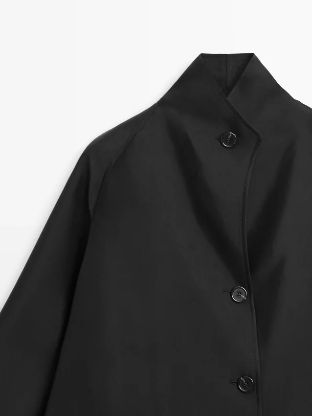 Flowing Voluminous Cape with Button Details Flowing Voluminous Cape with Button Details