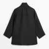 Flowing Voluminous Cape with Button Details Flowing Voluminous Cape with Button Details