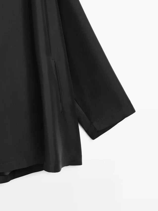 Flowing Voluminous Cape with Button Details Flowing Voluminous Cape with Button Details