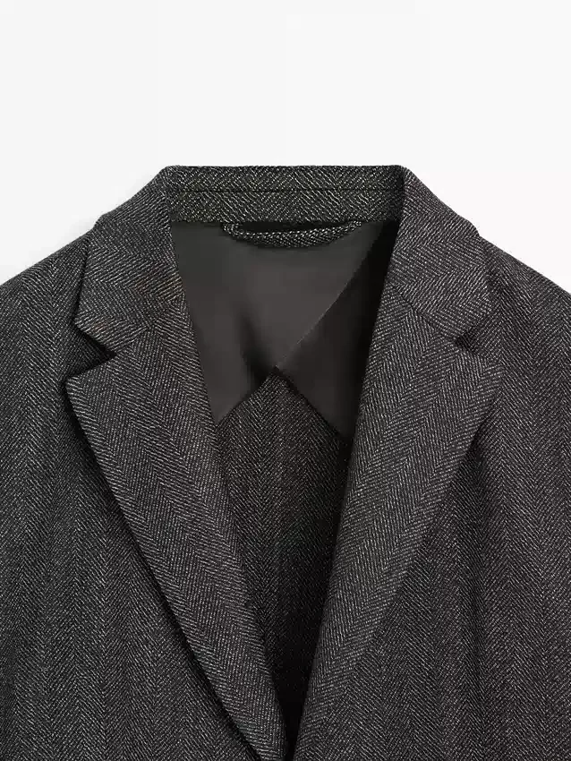 Herringbone Wool Blend Blazer Herringbone Wool Blend Blazer