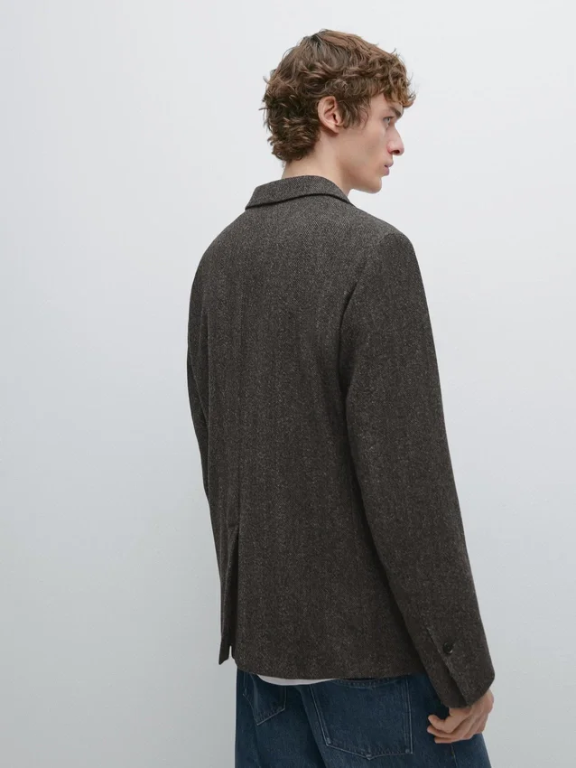 Herringbone Wool Blend Blazer Herringbone Wool Blend Blazer