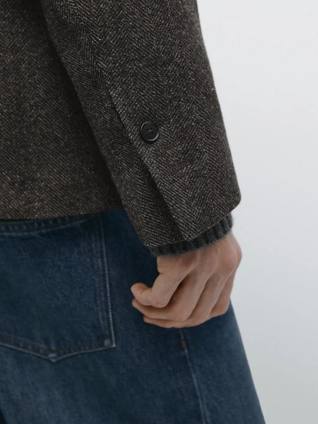 Herringbone Wool Blend Blazer Herringbone Wool Blend Blazer