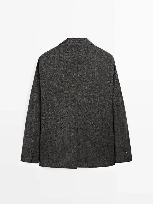 Herringbone Wool Blend Blazer Herringbone Wool Blend Blazer