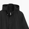 Hooded Parka with Fabric Detail
