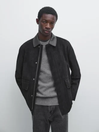 Jacket with Suede Pockets Detail