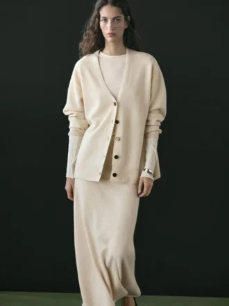 Knit Alpaca and Wool V-Neck Cardigan