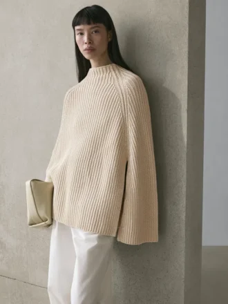 Knit Cape with Slit Details
