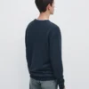 Knit Cotton and Wool Sweater with Crew Neck