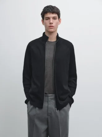 Knit Cotton Blend Cardigan with Raglan Sleeves