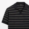 Knit Polo Sweater with Contrast Stripes Knit Polo Sweater with Contrast Stripes