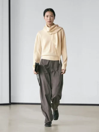 Knit Sweater with Scarf Detail