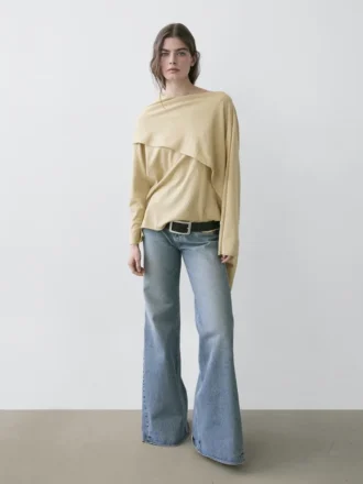 Knit Sweater with Scarf Detail